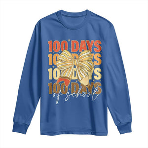100 Days Of School Coquette Pencil Bow Long Sleeve Shirt TS11 Royal Blue Print Your Wear