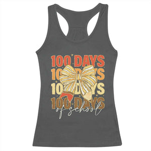100 Days Of School Coquette Pencil Bow Racerback Tank Top TS11 Dark Heather Print Your Wear