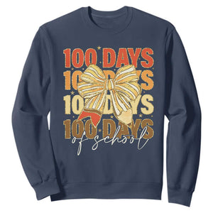 100 Days Of School Coquette Pencil Bow Sweatshirt TS11 Navy Print Your Wear