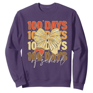 100 Days Of School Coquette Pencil Bow Sweatshirt TS11 Purple Print Your Wear