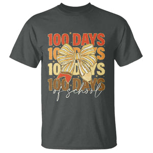 100 Days Of School Coquette Pencil Bow T Shirt TS11 Dark Heather Print Your Wear