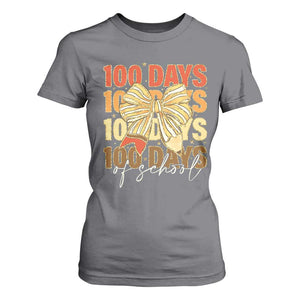 100 Days Of School Coquette Pencil Bow T Shirt For Women TS11 Charcoal Print Your Wear