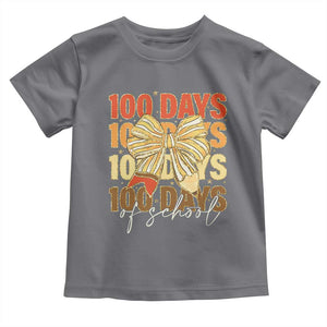 100 Days Of School Coquette Pencil Bow Toddler T Shirt TS11 Charcoal Print Your Wear