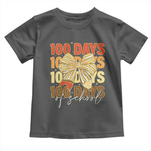 100 Days Of School Coquette Pencil Bow Toddler T Shirt TS11 Dark Heather Print Your Wear