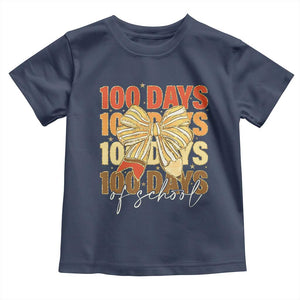 100 Days Of School Coquette Pencil Bow Toddler T Shirt TS11 Navy Print Your Wear