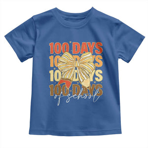 100 Days Of School Coquette Pencil Bow Toddler T Shirt TS11 Royal Blue Print Your Wear