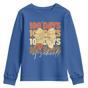 100 Days Of School Coquette Pencil Bow Youth Sweatshirt TS11 Royal Blue Print Your Wear