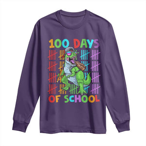 Funny 100 Days Of School T-Rex Dinosaur Long Sleeve Shirt TS11 Purple Print Your Wear