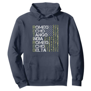 Funny Retired Military Phonetic Alphabet Retirement Hoodie Vintage Camouflage Flag TS11 Navy Print Your Wear