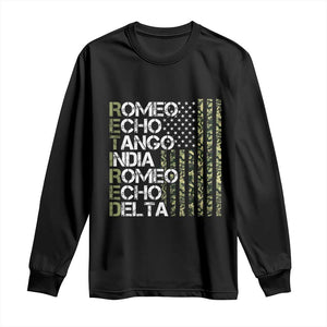 Funny Retired Military Phonetic Alphabet Retirement Long Sleeve Shirt Vintage Camouflage Flag TS11 Black Print Your Wear