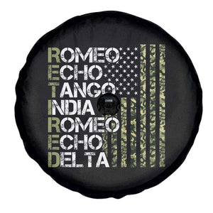 Funny Retired Military Phonetic Alphabet Retirement Spare Tire Cover Vintage Camouflage Flag TS11 Print Your Wear