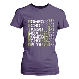Funny Retired Military Phonetic Alphabet Retirement T Shirt For Women Vintage Camouflage Flag TS11 Purple Print Your Wear