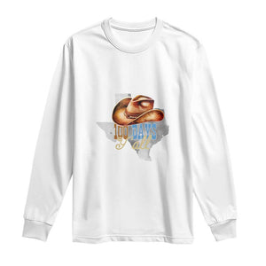 Funny 100th Day Of School Cowboy Long Sleeve Shirt 100 Days Y'all TX map TS11 White Print Your Wear