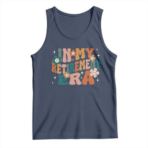 Funny In My Retirement Era Tank Top Retired 2025 Retro Flower TS11 Navy Print Your Wear