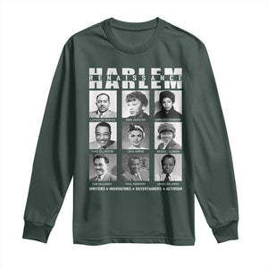 Harlem Renaissance Long Sleeve Shirt Black Writers Innovators Entertainers Activism Black History Month TS11 Dark Forest Green Print Your Wear