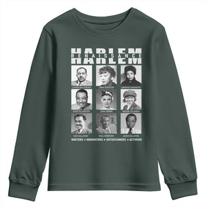 Harlem Renaissance Youth Sweatshirt Black Writers Innovators Entertainers Activism Black History Month TS11 Dark Forest Green Print Your Wear