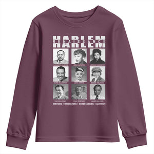 Harlem Renaissance Youth Sweatshirt Black Writers Innovators Entertainers Activism Black History Month TS11 Maroon Print Your Wear