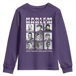 Harlem Renaissance Youth Sweatshirt Black Writers Innovators Entertainers Activism Black History Month TS11 Purple Print Your Wear
