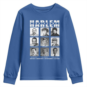 Harlem Renaissance Youth Sweatshirt Black Writers Innovators Entertainers Activism Black History Month TS11 Royal Blue Print Your Wear