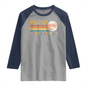 Funny Never Forget Pluto 1930 2006 Raglan Shirt Retro Stripes TS11 Sport Gray Navy Print Your Wear