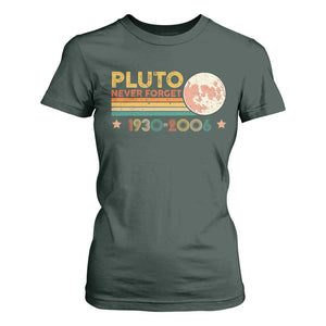 Funny Never Forget Pluto 1930 2006 T Shirt For Women Retro Stripes TS11 Dark Forest Green Print Your Wear