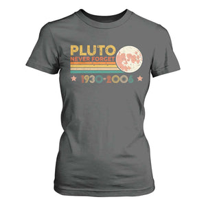 Funny Never Forget Pluto 1930 2006 T Shirt For Women Retro Stripes TS11 Dark Heather Print Your Wear
