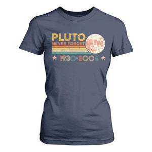 Funny Never Forget Pluto 1930 2006 T Shirt For Women Retro Stripes TS11 Navy Print Your Wear
