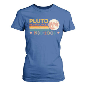 Funny Never Forget Pluto 1930 2006 T Shirt For Women Retro Stripes TS11 Royal Blue Print Your Wear