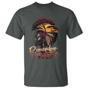 Black History Month T Shirt Remember Your Roots African Safari TS11 Dark Heather Print Your Wear