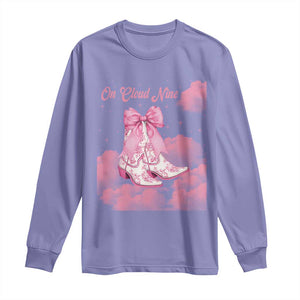 On Cloud Nine Long Sleeve Shirt 9th Birthday Bday Girl Pink Coquette Cowgirl Boots TS11 Violet Print Your Wear