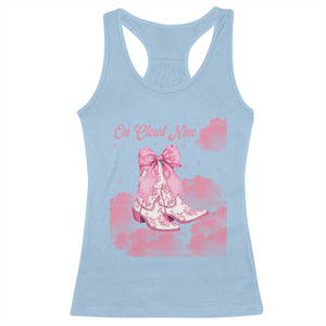 On Cloud Nine Racerback Tank Top 9th Birthday Bday Girl Pink Coquette Cowgirl Boots TS11 Light Blue Print Your Wear