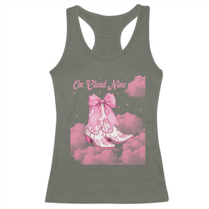 On Cloud Nine Racerback Tank Top 9th Birthday Bday Girl Pink Coquette Cowgirl Boots TS11 Military Green Print Your Wear