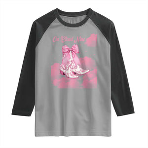 On Cloud Nine Raglan Shirt 9th Birthday Bday Girl Pink Coquette Cowgirl Boots TS11 Sport Gray Black Print Your Wear