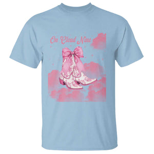 On Cloud Nine T Shirt 9th Birthday Bday Girl Pink Coquette Cowgirl Boots TS11 Light Blue Print Your Wear