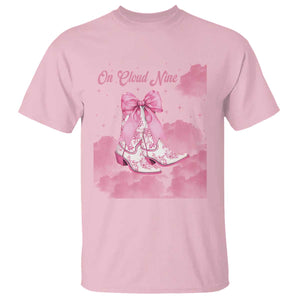 On Cloud Nine T Shirt 9th Birthday Bday Girl Pink Coquette Cowgirl Boots TS11 Light Pink Print Your Wear