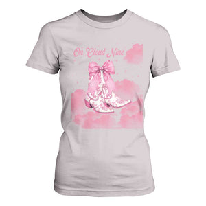 On Cloud Nine T Shirt For Women 9th Birthday Bday Girl Pink Coquette Cowgirl Boots TS11 Ice Gray Print Your Wear