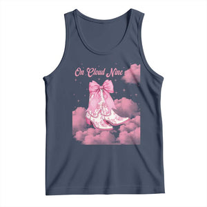 On Cloud Nine Tank Top 9th Birthday Bday Girl Pink Coquette Cowgirl Boots TS11 Navy Print Your Wear