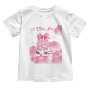 On Cloud Nine Toddler T Shirt 9th Birthday Bday Girl Pink Coquette Cowgirl Boots TS11 White Print Your Wear