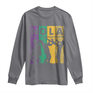 Mardi Gras NOLA New Orleans Carnival Jazz Music Glitter Print Long Sleeve Shirt TS11 Charcoal Print Your Wear