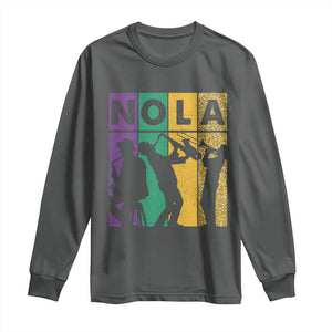 Mardi Gras NOLA New Orleans Carnival Jazz Music Glitter Print Long Sleeve Shirt TS11 Dark Heather Print Your Wear