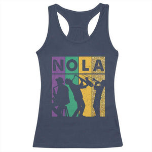 Mardi Gras NOLA New Orleans Carnival Jazz Music Glitter Print Racerback Tank Top TS11 Navy Print Your Wear
