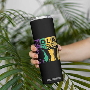 Mardi Gras NOLA New Orleans Carnival Jazz Music Glitter Print Skinny Tumbler TS11 Print Your Wear