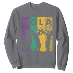 Mardi Gras NOLA New Orleans Carnival Jazz Music Glitter Print Sweatshirt TS11 Charcoal Print Your Wear
