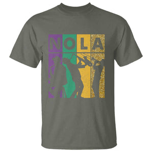Mardi Gras NOLA New Orleans Carnival Jazz Music Glitter Print T Shirt TS11 Military Green Print Your Wear