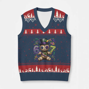 Funny Mardi Gras 67 Voodoo Doll V-Neck Knit Sweater Vest Fat Tuesday Six Seven Meme TS11 Navy Red Print Your Wear
