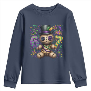 Funny Mardi Gras 67 Voodoo Doll Youth Sweatshirt Fat Tuesday Six Seven Meme TS11 Navy Print Your Wear