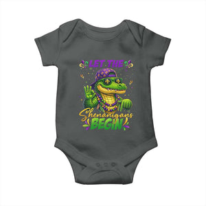 Let The Shenanigans Begin Mardi Gras 67 Meme Baby Onesie Funny Alligator Mardigator Six Seven TS11 Dark Heather Print Your Wear