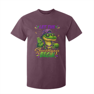 Let The Shenanigans Begin Mardi Gras 67 Meme T Shirt For Kid Funny Alligator Mardigator Six Seven TS11 Maroon Print Your Wear