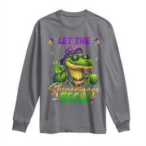 Let The Shenanigans Begin Mardi Gras 67 Meme Long Sleeve Shirt Funny Alligator Mardigator Six Seven TS11 Charcoal Print Your Wear