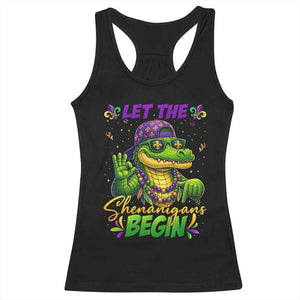 Let The Shenanigans Begin Mardi Gras 67 Meme Racerback Tank Top Funny Alligator Mardigator Six Seven TS11 Black Print Your Wear